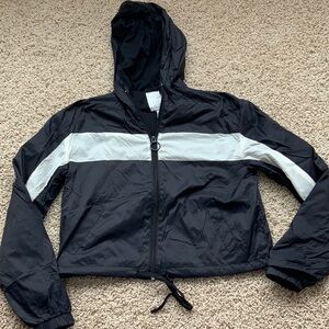 Full Tilt Women's Black and White Hooded Windbreaker Jacket Size XS